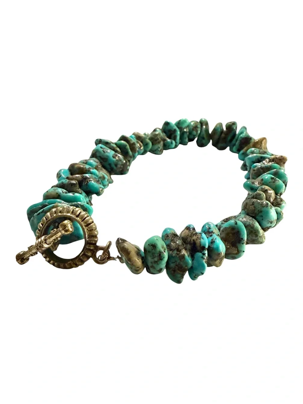 Authentic Turquoise Chip Bracelet with  Toggle Clasp